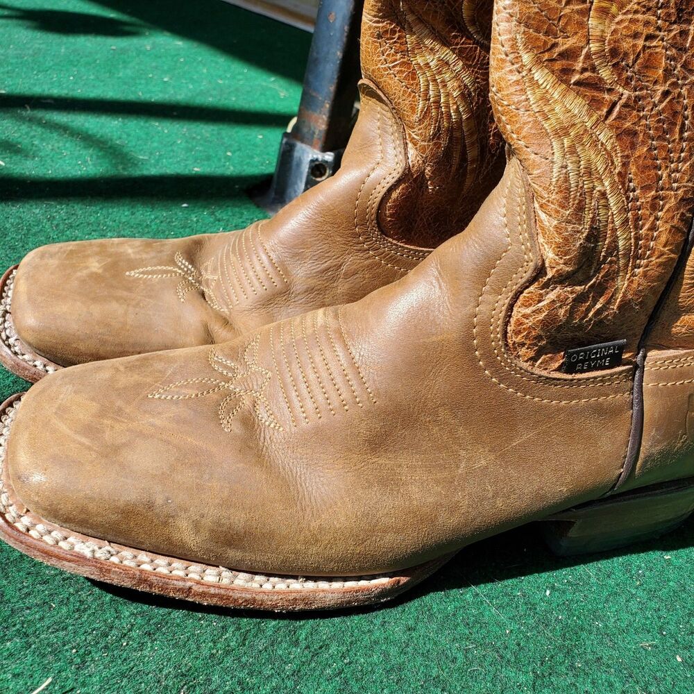 Reyme Brown Tan Leather Square Toe Cowboy Boots  Size 7 - Picture 2 of 14
